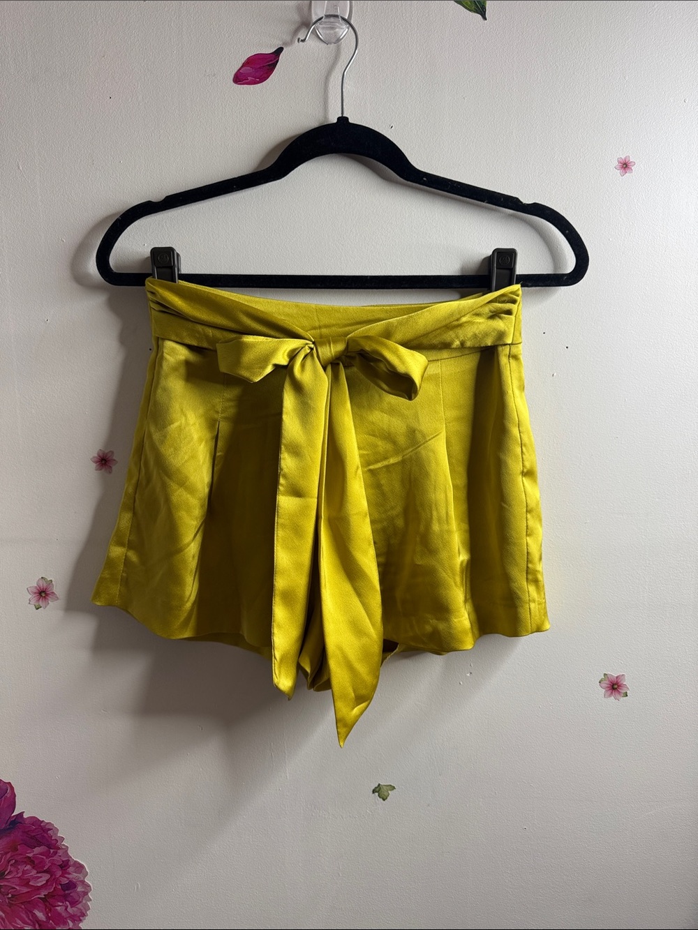 Forever 21 Yellow High-Waist Tie Front Shorts